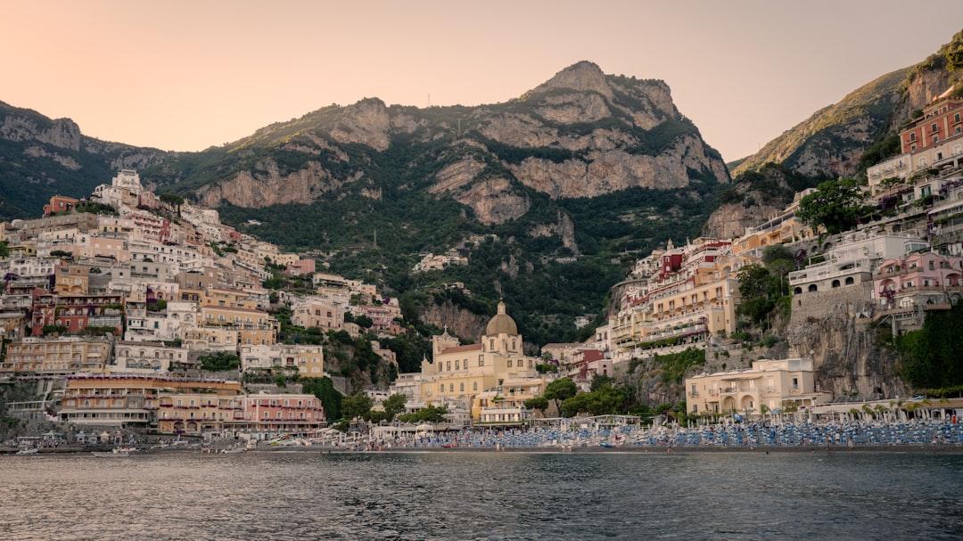 Amalfi Coast village at sunset with Mediterranean views