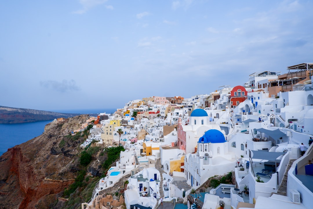 Greek coastal village overlooking the ocean